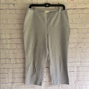 Talbots Navy and‎ White Striped Capri Pants Womans Size 14